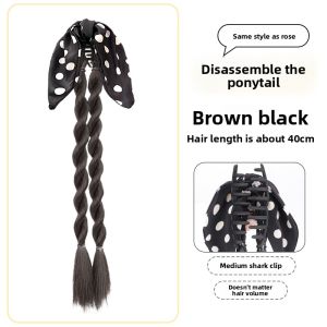 JUZITING | Womens Ponytail Clip-in Hair Extension Twisted Braids Summer Fresh Polka Dot Simulated French Braids New Chinese Style