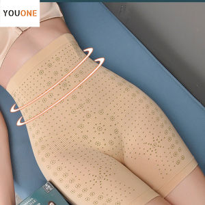 【YOU ONE】Plus Size High-Waisted Abdominal Pants Panties Womens Negative Ion Printed Dot Girdle Lifting Hip Fat Burning Slimming