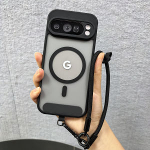 Matte Frosted Translucent Wrist Lanyard Phone Case for Google Pixel 11 10 9 Pro XL 8 7 6 for Magsafe Charge Protect Back Cover