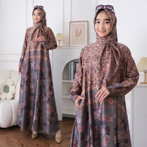 set hijab gamis Busui motif simple kekinian viral edisi aludra dress gamis silk premiium