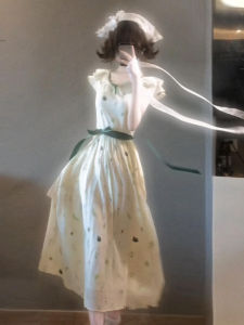 SHULINMEI | Đầm In Hoa Xanh cho Phụ Nữ có Dây Buộc eo