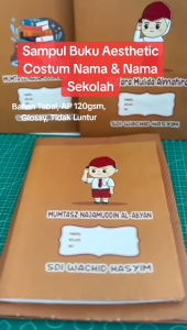 10 PCS SAMPUL BUKU POLOS COKLAT AESTETIC CUSTOM NAMA DAN NAMA SEKOLAH UNTUK TK SD SMP SMA