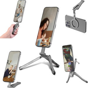 XMSJ | Car Magnetic Pocket Phone Tripod with Hook Compatible with Magsafe  Weight is only 36g Foldable ABS material Mini Magnet
