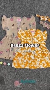 ByKiddos - Dress Anak Perempuan Lokal Free Handband / Dress Bayi Lucu Lengan Ruffle Gaya Santai