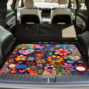 Colorful Graffiti Floral Car Trunk Liner Durable Anti-Slip Trunk Pad Universal SUV Rear Protection Pad