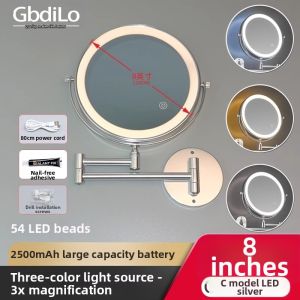 MOLORE | LED Lighted Magnifying Extendable Folding Wall-Mount Mirror Bathroom Mirror