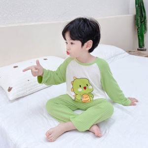 New 2025 Childrens Modal Sleepwear Long Sleeve Thin Home Air Conditioning Suit for 1-6 Years Old Baby Comfortable Cotton Blend
