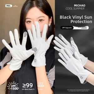 MONLEYTA | Ice Silk Sun Protection Gloves Ladies Anti UV Five Finger Anti Slip Thin Summer Driving Cycling Electric Vehicle Touch Screen