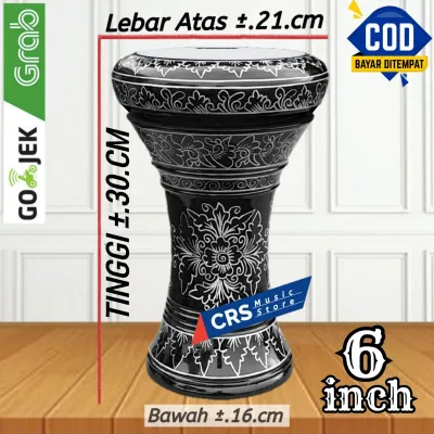 Darbuka Mini 6 inch Bahan Kayu Hitam Silver Mika Hitam