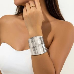 Ingemark | Punk Heavy Metal Irregular Open Bangle for Women Gold Color Wide Big Cuff Bracelet Trendy Jewelry On The Hand Wedding Party Gift