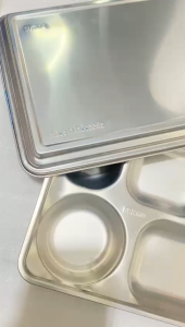 TERLARIS!!! Lunch Box 5 Sekat / Piring Tempat Makan Stainles Steel 5 Sekat SUS 304 / Wadah Saji Tray Makan Stainles-6cm / Lunch Box Kotak Makan Stainles Plus Tutup