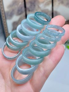 Mine Timber Natural A- Level Jade Sky Blue Light Ice Blue Square Ring Flat Ring Straight Edge Blype Sunny Green Ring Ring Shank