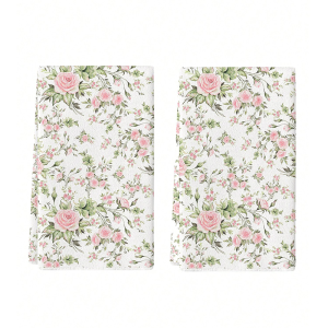 2Pcs French-Style Romantic Pink Rose Kitchen Towels 40Cm*60Cm Towel Set Super Absorbent Soft Cleaning Cloth Cooking and Baking Tea Towel Hand Towel Cleaning Cloth Dishcloth Kitchen Decoration Living Room Decorations Kitchen Essentials Home E...