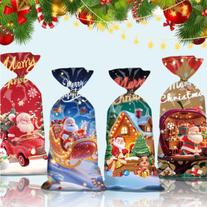 YESPERY ถุงของขวัญซานต้าครอสถุงขนมคริสต์มาส50ชิ้นถุงตกแต่งคริสต์มาสร่าเริงสำหรับบ้านที่บรรจุคุกกี้ปีใหม่