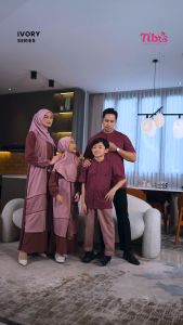 NBRS Ivory Koko Sarimbit Set Keluarga Gamis Dewasa Anak Setelan Dress Rose Brown Rayya Series 2025