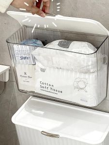 Wall-Mounted Toilet Paper And Underwear Storage Box Waterproof Bathroom Organizer No Drilling Required Cover Included