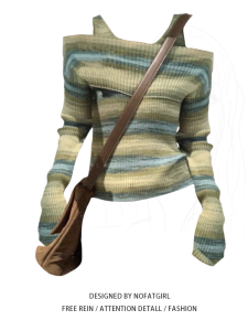 Plus Size Womens Knitwear Cardigan Long Sleeves V-Neck Striped Design Fashionable Shoulder Layering Top for Autumn