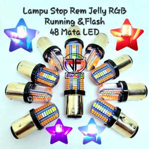 Lampu Stop Rem Belakang Jelly RGB 48 Mata LED Running Senja & Flash Saat Rem Universal Bisa Untuk Motor dan Mobil DC 12 VOLT