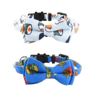 Pet Cat Collar Bow Tie Pizza Donut Bell Collar Adjustable Length for Cat Travel Outfit Pet Supplies by BernanMengPure