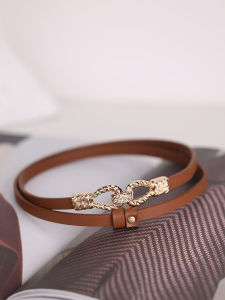 Elegant Classic Womens Belt Luxury French Style Premium Accessories Slim Waist Seal Candy Color Contrast Elegant Hardware