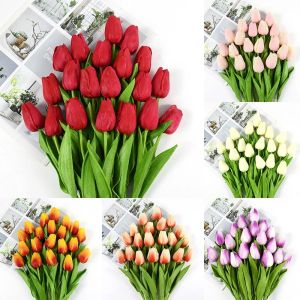 35cm Artificial Tulip Flower Bouquet PE foam Fake Flower for Wedding Ceremony Home Decor