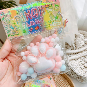 🔥🔥🔥JuEeyl Handmade Flocking Cats Paw Stress Relief Squishy Toy Mochi Slow Rebound New Fidget Toy Birthday Party Gift