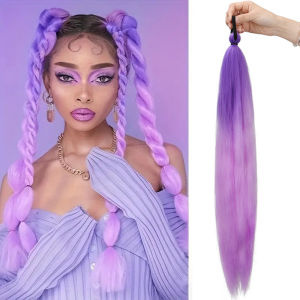 Synthetic Long Straight Ponytail Elastic Rubber Band Hair Colorful Braiding Hair Ponytail Hair Extensions Hair Accessories