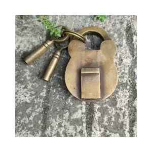 Kunci Gembok Pintu Rumah Pagar Kuningan Antik Murah Motif Polos 6cm
