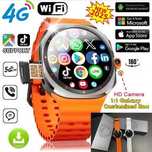 2025 U8 Ultra Android Smart Watch 4G 5G SIM Card 1.508AMOLED Rotating Camera GPS WIFI Google Play Map Global Call Sport