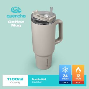 QUENCHA 37oz Insulated Mug Tumbler with Straw