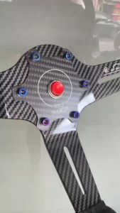 Horn Button Racing Logo Nardi Motif Carbon dan Burn Blue Tombol Klakson Stir Racing Mobil Universal
