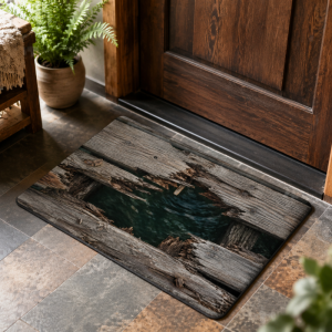 VIKAMA 3D Volcano Lava Pit Rock Red Magma Cracked Stone Art Flannel Door Mat Non Slip Entryway Bedroom Living Room Home Decor
