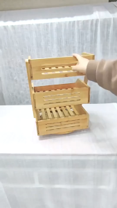 3-Layer Bread Fruit Basket Table Food Storage Display Rack Fruit Tray Wooden Rack Kitchen Organizer