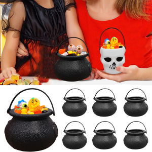 3/6pcs Mini Halloween Candy Bucket Pot Witch Skeleton Cauldron Holder Jar Trick or Treat Halloween Party Decoration Props Kids Toy