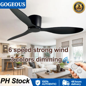 GOGEOUS ceiling fan with light with remote 3 colors dimming modern wooden blades ceiling fan light ceiling fan big size strong wind ceilings fan with lights mute ceiling fan with led light for dinning Living room bedroom