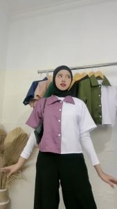 TUNIK CROP TOP KOMBINASI 2 WARNA M L XL