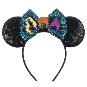 Cartoon Disney Mickey Mouse Ears Headband Kid Adult Festival Party Sequins 5" Bow Hairband Women Baby Girl Party Hair Accessorie