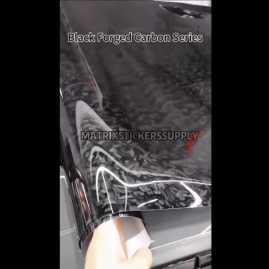 FORGED CARBON FIBER BLACK STICKER (152CM-Custom)Pelekat Stickers Full Body Vinyl Wrap Film Car Sticker Kilat Wrapping