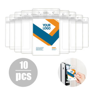 【Free Shipping】10Pcs Transparent PVC Plastic Waterproof Vertical ID Card Badge Holder Pocket Office Card Cover
