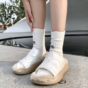 Tất Sợi Thô Phong Cách Đồng Phục Công Sở Ssweatshop Tất Nhún Hai Chân Ống Dài Vừa Dễ Phối Sành Điệu Mặc Ngoài Đường Phố Phong Cách Nhật Bản Cho Nữ