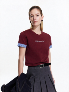 ONLY | Summer Casually School Style Letter Sleeve Stitch Color Block Crew Neck Short T-Shirt