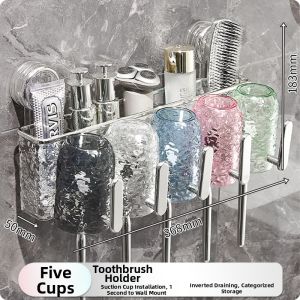 AIJIADA | Wall-mounted Drill-free Toothbrush Holder Set