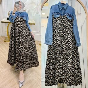 IRENE DRESS GAMIS MIDI JEANS PREMIUM MIX KATUN RAYON PREMIUM