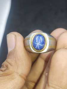 Batu Cincin Permata American Star Blue Mewah Berkelas