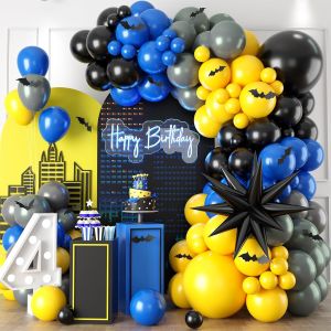 Blue Balloon Arch Set Royal Blue Balloons with Exploding Stars for Theme Birthday Party Summer Pool Party Decoration