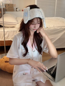 GONGDIE | Summer Cool Icy Silk Cute Puppy Pajama Set