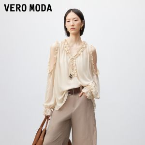 Vero Moda | Elegant V-Neck Off-Shoulder Ruffle Cuff Blouse