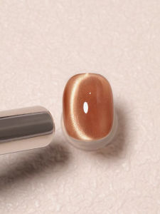 1pcs PSK Super Flash Warm Brown Whitening Retro Cat Eye Gel Nail Polish New Elegant French Coffee Brown Glass Beads Nail Art