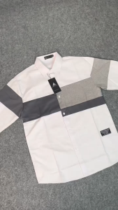 ALNI OFFICIAL STORE - Kemeja Pria Lengan Panjang Motif Stripe Warna Kontras