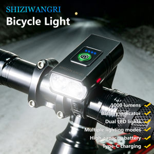 Promend | SHIZIWANGRI 2T6 Bicycle Light Rechargeable 6 Modes Bike Headlight With Battery Indicator Bicycle Front And Rear Lights